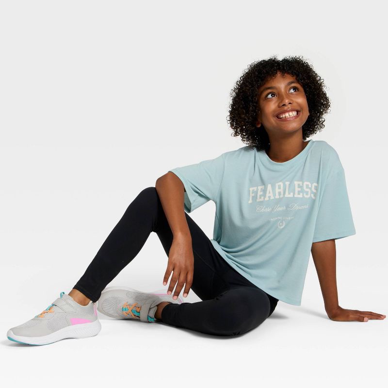 slide 4 of 4, Girls' Beyond Ease Boxy T-Shirt - All In Motion™ Light Mint Green XS, 1 ct