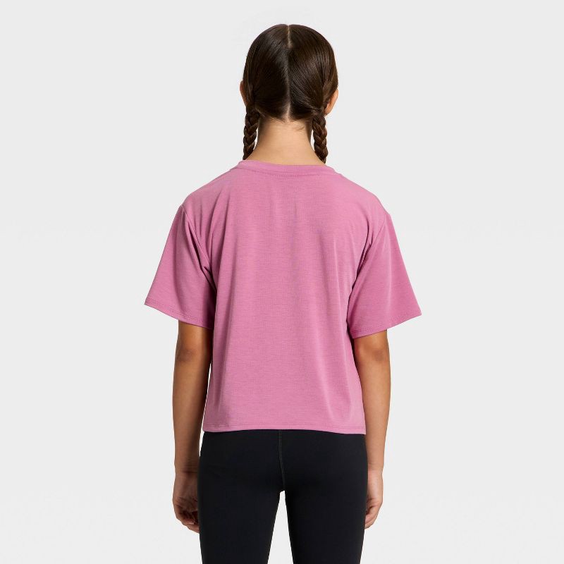 slide 2 of 3, Girls' Beyond Ease Boxy T-Shirt - All In Motion™ Dark Mauve L, 1 ct