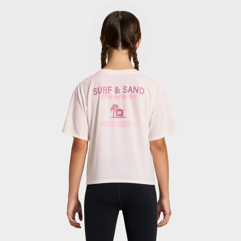 slide 3 of 4, Girls' Beyond Ease Boxy T-Shirt - All In Motion™ Ivory XS, 1 ct