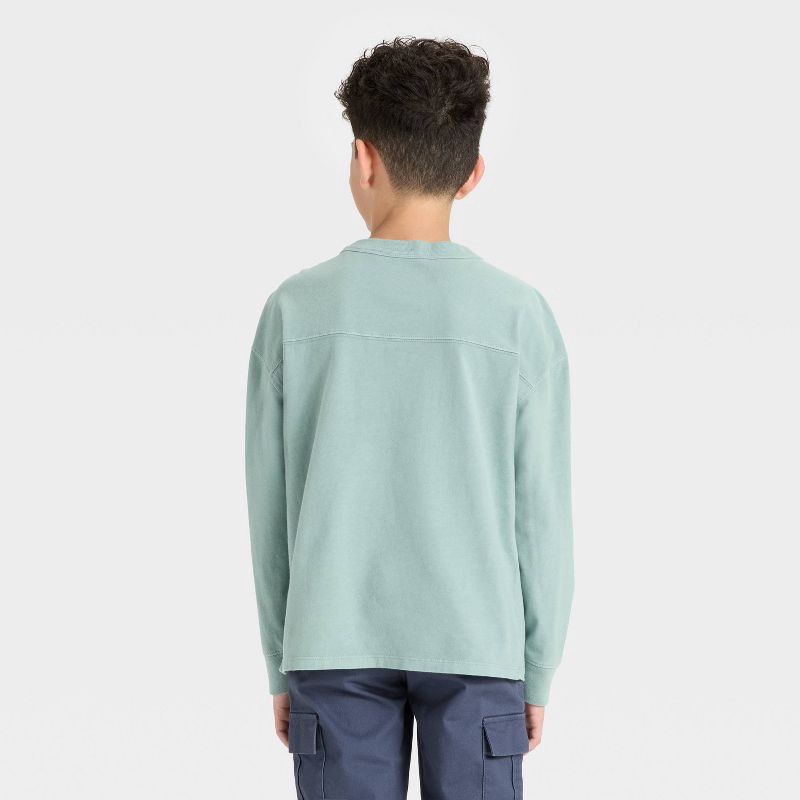 slide 3 of 3, Boys' Long Sleeve Oversized Fit Patch T-Shirt - Cat & Jack™ Blue XL, 1 ct