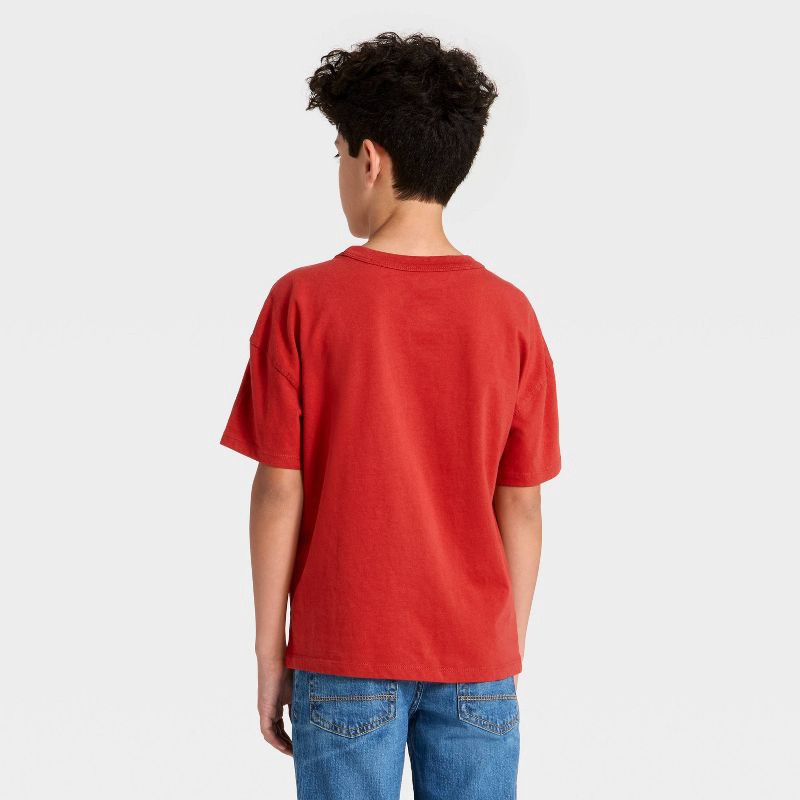 slide 3 of 4, Boys' Short Sleeve Oversized Fit T-Shirt - Cat & Jack™ Red S, 1 ct