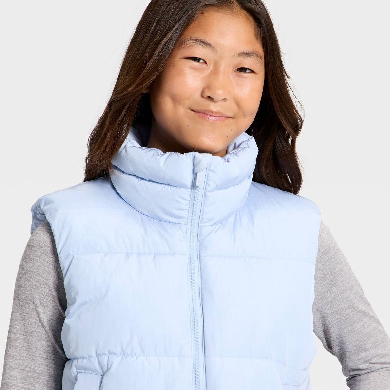 slide 3 of 3, Girls' Puffer Vest - All In Motion™ Sky Blue L, 1 ct