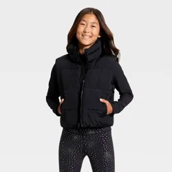 Girls' Puffer Vest - All In Motion™ Black M