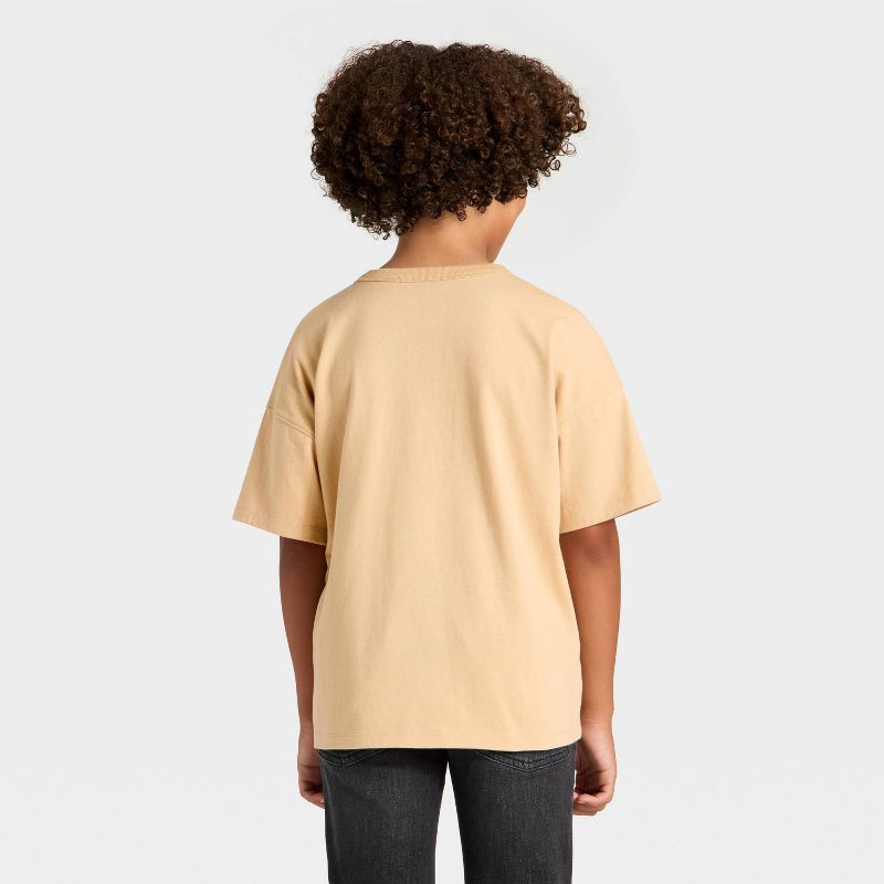 slide 3 of 4, Boys' Short Sleeve Oversized Fit T-Shirt - Cat & Jack™ Beige/Off-White S, 1 ct