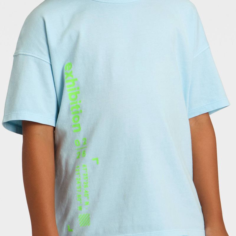 slide 2 of 4, Boys' Short Sleeve Oversized Fit T-Shirt - Cat & Jack™ Light Blue XS, 1 ct