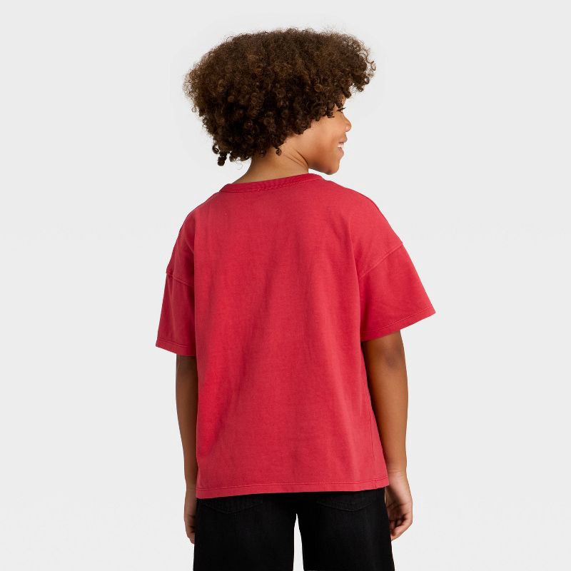 slide 2 of 3, Boys' Short Sleeve Oversized Christmas Graphic T-Shirt - Cat & Jack™ Red S, 1 ct