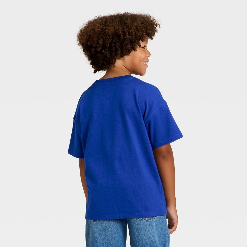 slide 3 of 4, Boys' Short Sleeve Oversized Fit T-Shirt - Cat & Jack™ Cobalt Blue XS, 1 ct