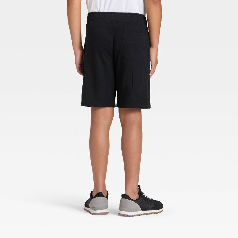 slide 2 of 3, Boys' 'At the Knee' French Terry Pull-On Shorts - Cat & Jack™ Black L, 1 ct