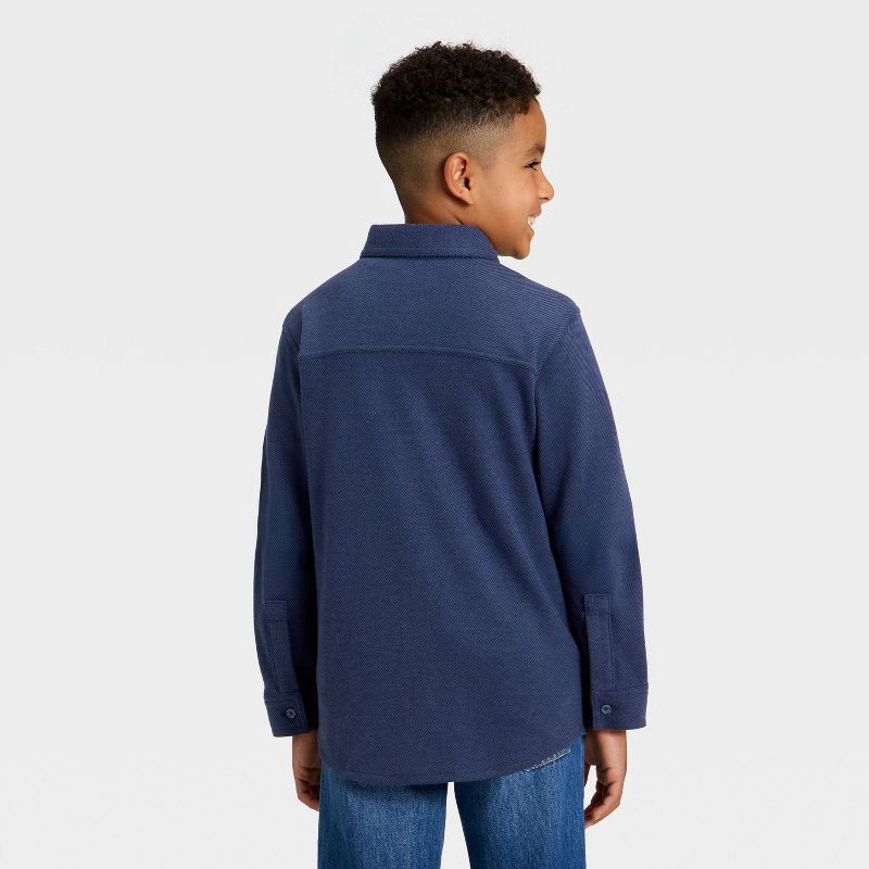 slide 2 of 3, Boys' Long Sleeve Button-Down Shirt - Cat & Jack™ Navy Blue XL, 1 ct