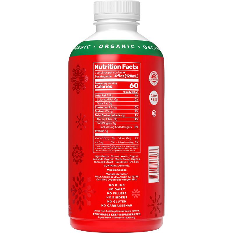 slide 3 of 5, MALK Organics Holiday Nog Organic Almond Milk - 28 fl oz, 28 fl oz