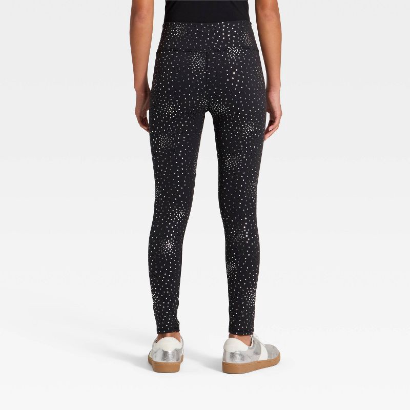 slide 2 of 3, Girls' Everyday Soft Leggings - All In Motion™ Black Foil XL, 1 ct