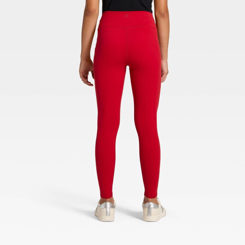 slide 2 of 3, Girls' Everyday Soft Leggings - All In Motion™ Dark Red L, 1 ct