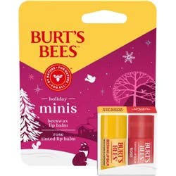 Burt's Bees Holiday Mini Lip Balms - Beeswax + Rose Tinted - 2pk/0.006oz