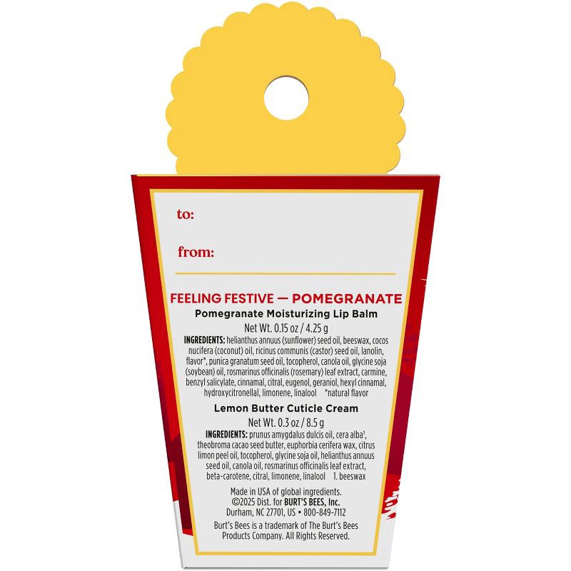 slide 2 of 7, Burt's Bees Holiday Feeling Festive Gift Set - Pomegranate Lip Balm + Lemon Cuticle Cream - 16oz, 16 oz
