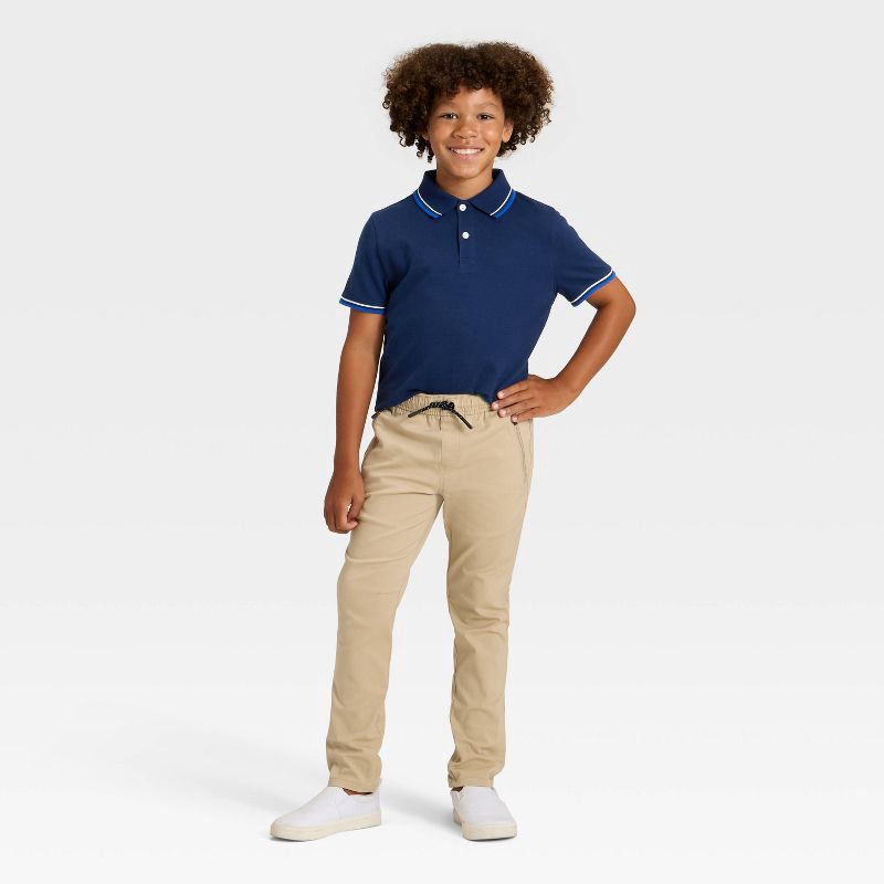 slide 3 of 3, Boys' Short Sleeve Tipping Printed Polo Shirt - Cat & Jack™ Navy/Bright L, 1 ct