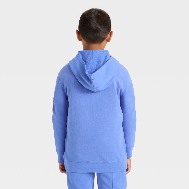 slide 2 of 3, Boys' Full-Zip Relaxed Fit French Terry Hoodie - Cat & Jack™ Blue L, 1 ct