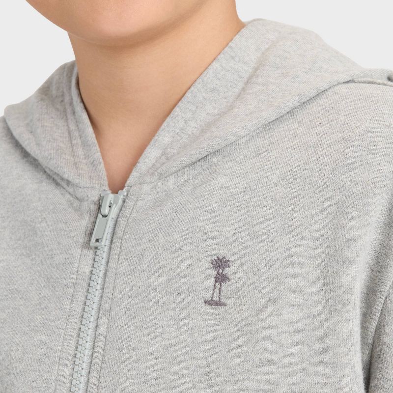 slide 4 of 4, Boys' Full-Zip Relaxed Fit Relaxed Fit French Terry Hoodie - Cat & Jack™ Light Gray XS, 1 ct