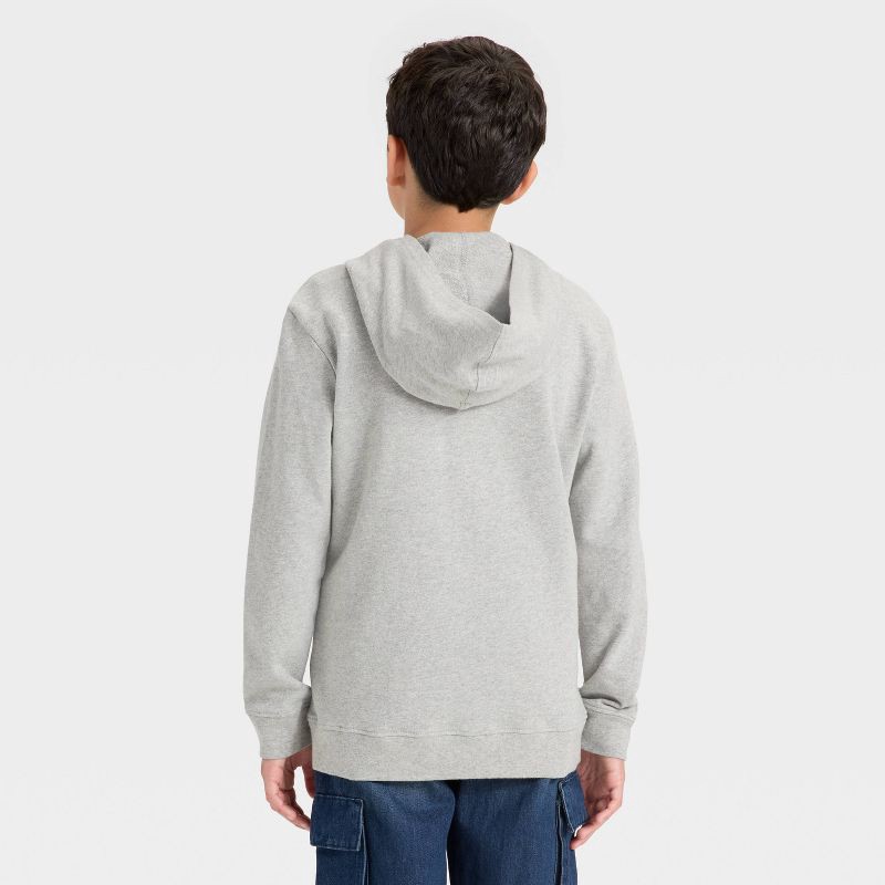 slide 2 of 4, Boys' Full-Zip Relaxed Fit French Terry Hoodie - Cat & Jack™ Light Gray M, 1 ct