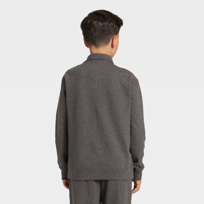 slide 2 of 3, Boys' Quarter Zip Fleece Relaxed Pullover Sweatshirt - Cat & Jack™ Black M, 1 ct