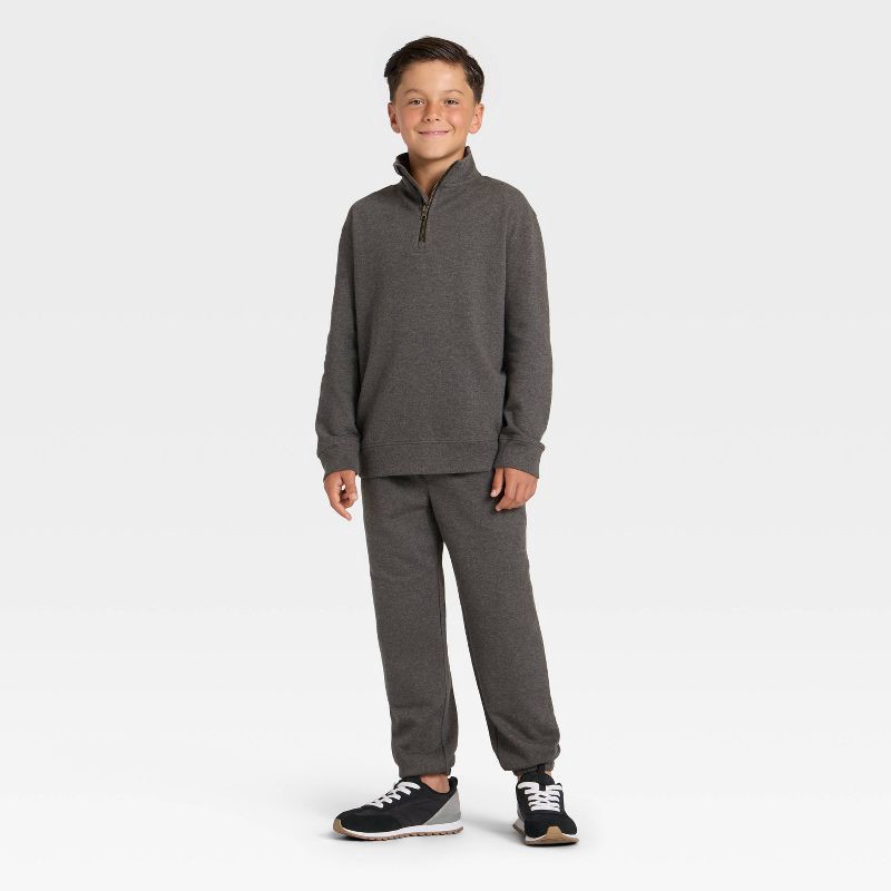 slide 3 of 3, Boys' Quarter Zip Fleece Relaxed Pullover Sweatshirt - Cat & Jack™ Black M, 1 ct