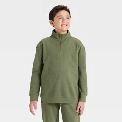 Boys' Quarter Zip Fleece Relaxed Pullover Sweatshirt - Cat & Jack™ Gray XS