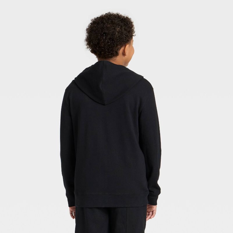slide 3 of 4, Boys' Full-Zip Relaxed Fit French Terry Hoodie - Cat & Jack™ Black XS, 1 ct