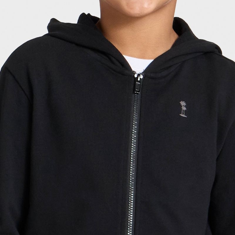 slide 2 of 4, Boys' Full-Zip Relaxed Fit French Terry Hoodie - Cat & Jack™ Black M, 1 ct