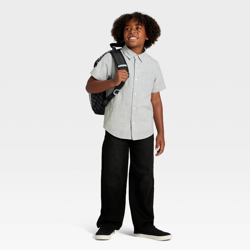 slide 2 of 3, Boys' Short Sleeve Chambray Button-Down Shirt - Cat & Jack™ Gray XL, 1 ct
