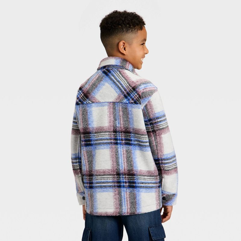 slide 2 of 3, Boys' Hooded Shirt Jacket - Cat & Jacks™ Cream/Red/Blue L, 1 ct