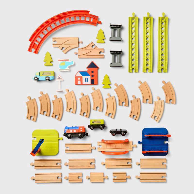 slide 3 of 5, Wooden Train Storage Tub - Gigglescape™, 1 ct