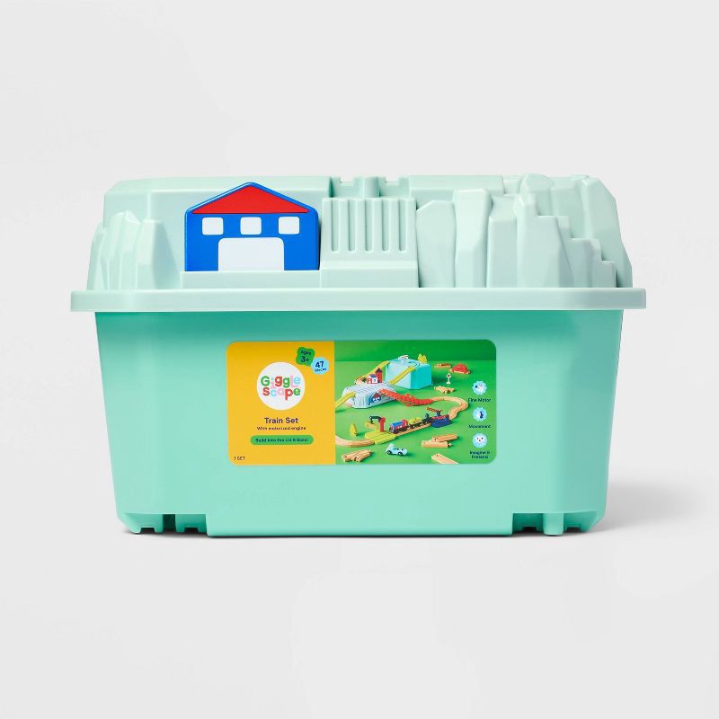 slide 4 of 5, Wooden Train Storage Tub - Gigglescape™, 1 ct