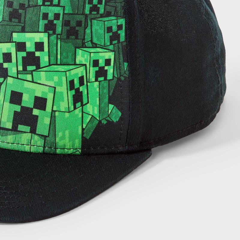 slide 3 of 3, Boys' Minecraft Snapback Hat - Black/Green, 1 ct