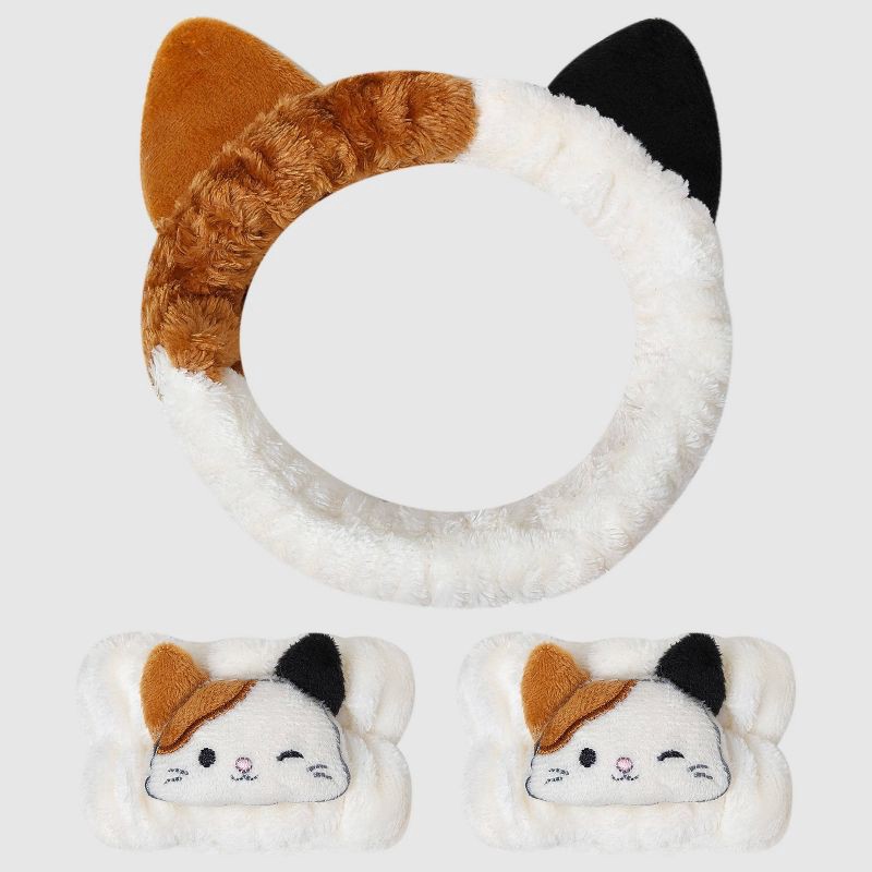 slide 2 of 4, Squishmallows Girls' Squishmallow Spa Headband Set - Cream/Tan/Black, 1 ct