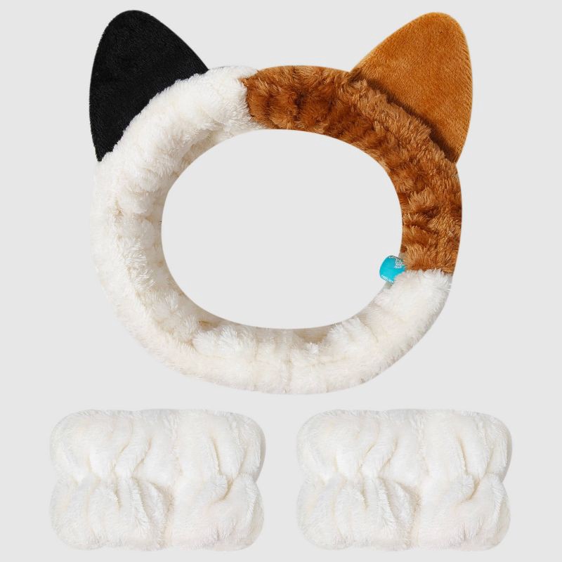 slide 3 of 4, Squishmallows Girls' Squishmallow Spa Headband Set - Cream/Tan/Black, 1 ct