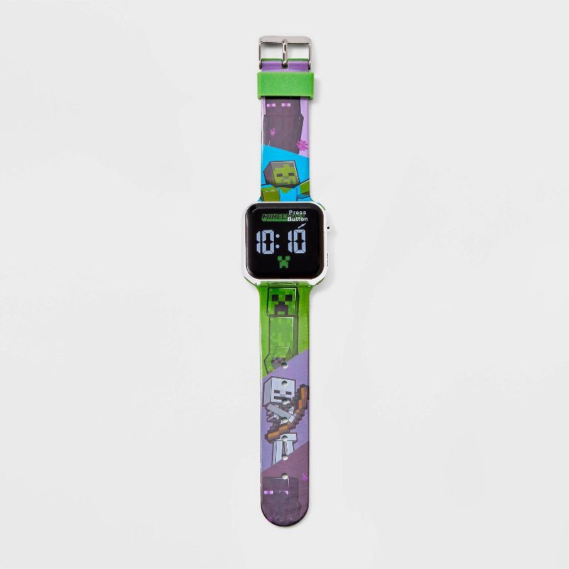 slide 2 of 3, Boys' Minecraft Watch Set with Flashlight - Green, 1 ct