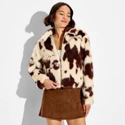 Women's Faux Fur Jacket - Wild Fable™ Light Brown Cow M