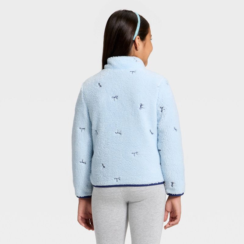 slide 2 of 3, Girls' Faux Shearling Zip-Up Jacket - Cat & Jack™ Blue XS, 1 ct