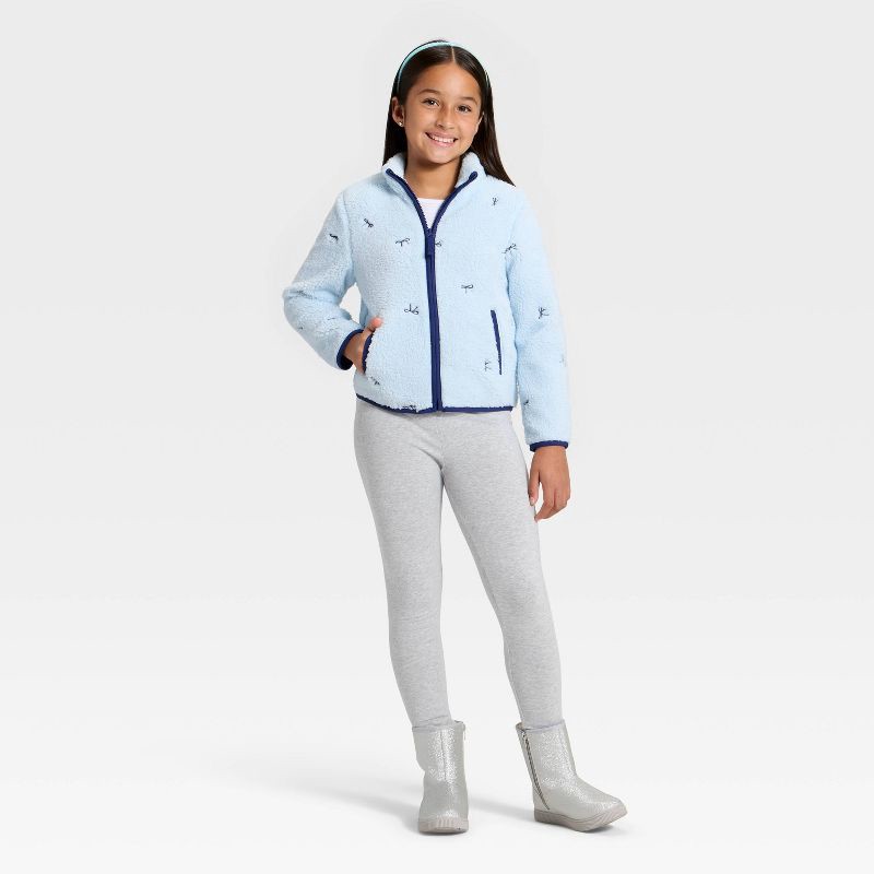 slide 3 of 3, Girls' Faux Shearling Zip-Up Jacket - Cat & Jack™ Blue XL, 1 ct