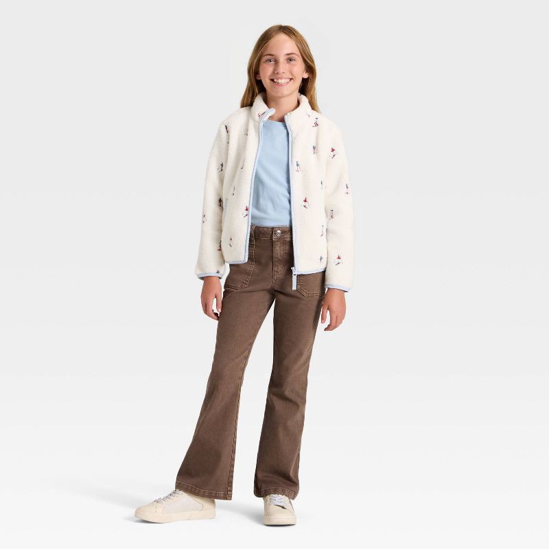 slide 3 of 3, Girls' Faux Shearling Zip-Up Jacket - Cat & Jack™ Cream S, 1 ct