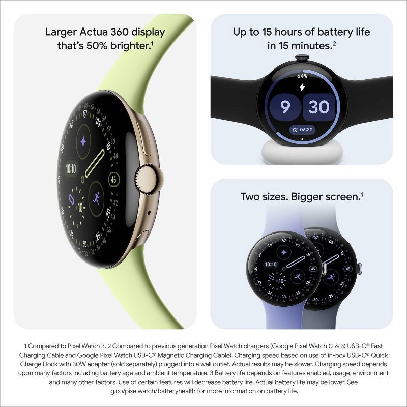 slide 9 of 10, Google Pixel Watch 4 Wi-Fi 45mm Smartwatch - Matte Black/Obsidian, 1 ct