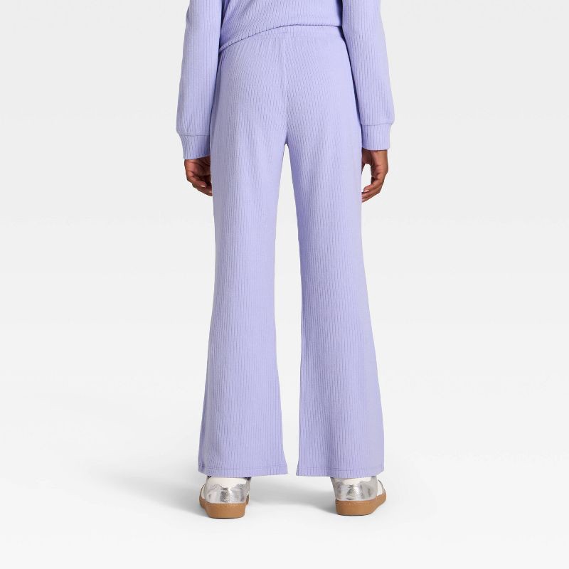 slide 2 of 3, Girls' Ribbed Flare Pants - Cat & Jack™ Lavender XS, 1 ct