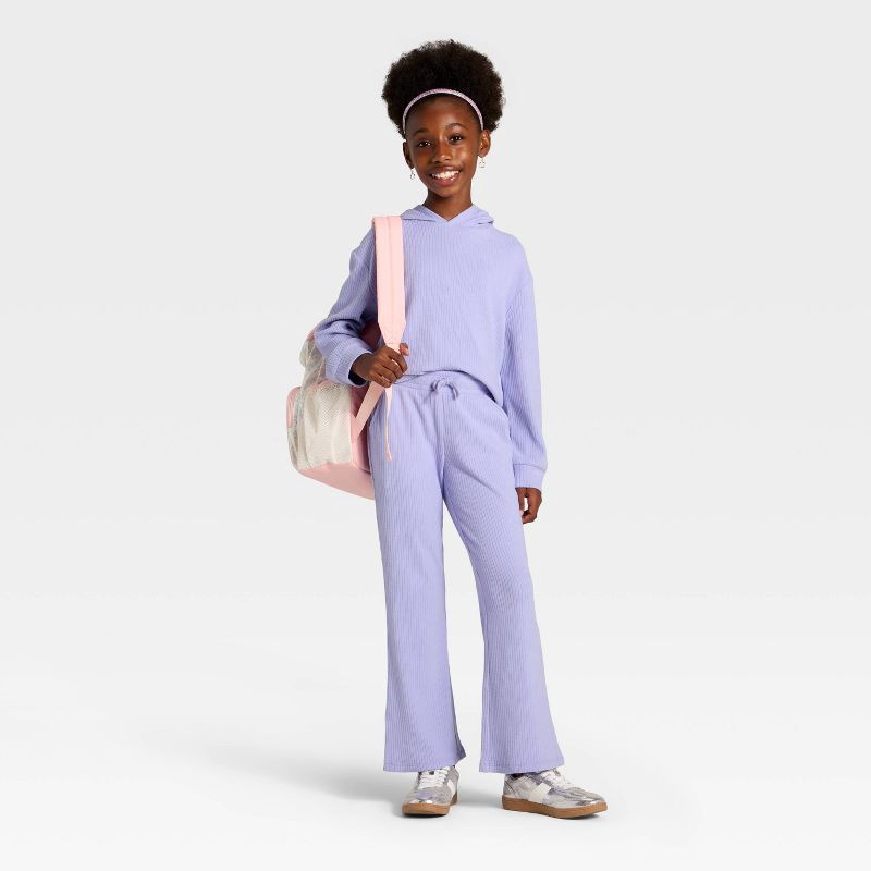 slide 3 of 3, Girls' Ribbed Flare Pants - Cat & Jack™ Lavender L, 1 ct