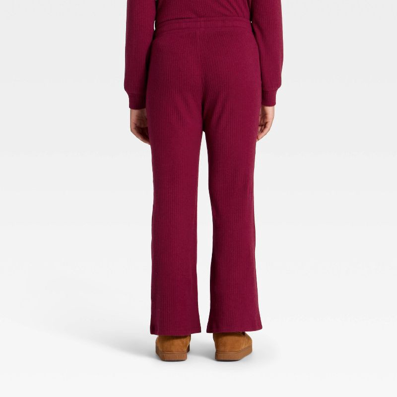 slide 2 of 3, Girls' Ribbed Flare Pants - Cat & Jack™ Dark Red XL, 1 ct