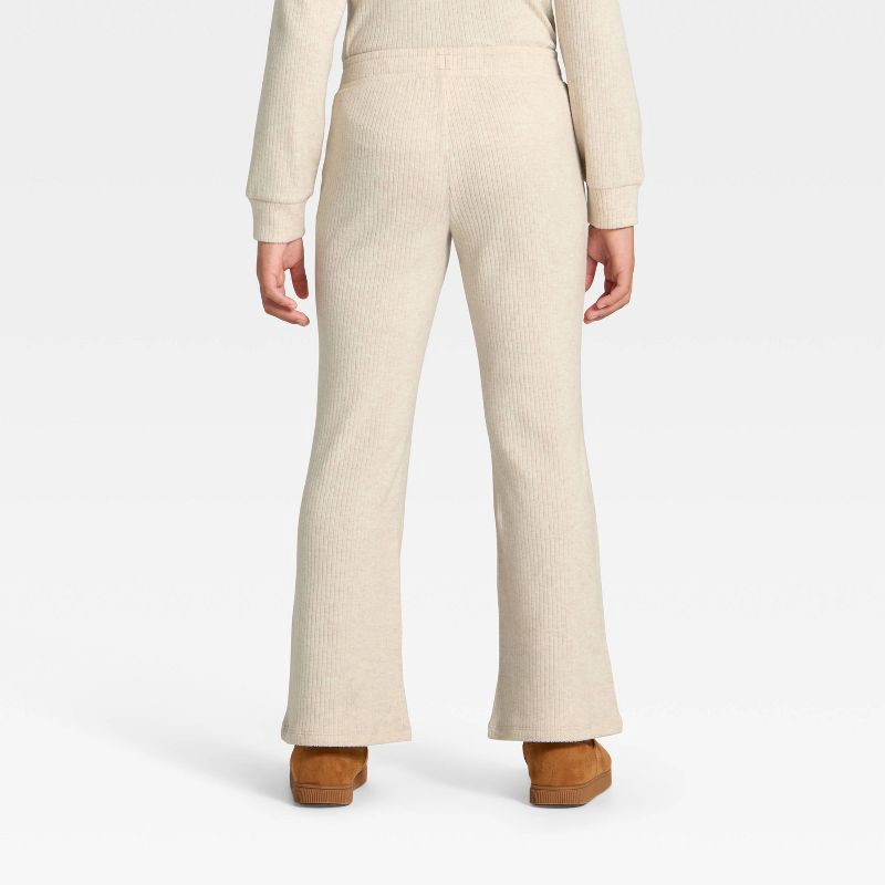 slide 2 of 3, Girls' Ribbed Flare Pants - Cat & Jack™ Oatmeal L, 1 ct
