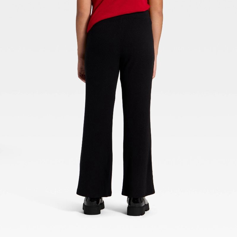slide 2 of 3, Girls' Ribbed Flare Pants - Cat & Jack™ Black XS, 1 ct