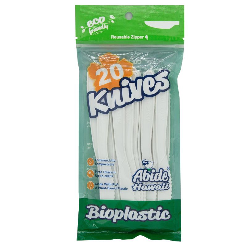 slide 1 of 3, Abide Hawaii Eco Bioplastic Disposable Knives - 20ct, 20 ct