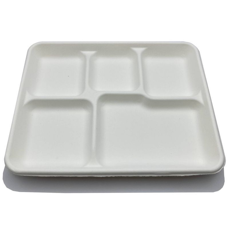 slide 2 of 3, Abide Hawaii Eco Luau Disposable Paper Plates 5 Compartment Tray 8.43" 10.43" - 15ct, 15 ct