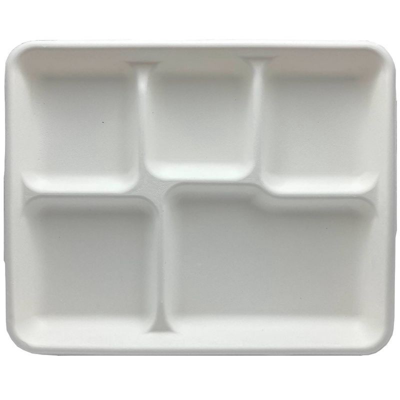 slide 3 of 3, Abide Hawaii Eco Luau Disposable Paper Plates 5 Compartment Tray 8.43" 10.43" - 15ct, 15 ct