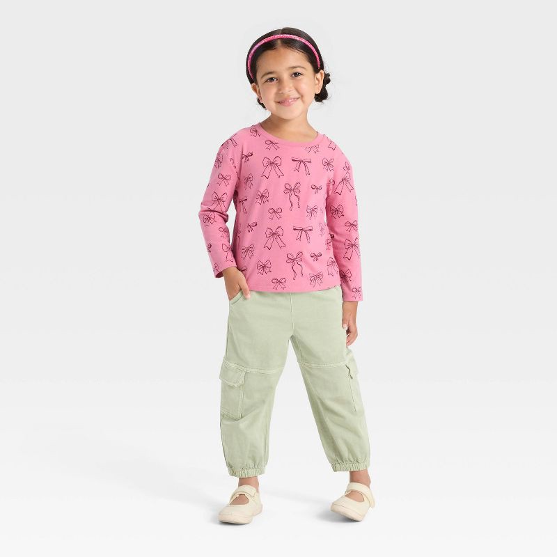slide 3 of 3, Toddler Girls' Long Sleeve T-Shirt - Cat & Jack™ Rose Pink 4T, 1 ct