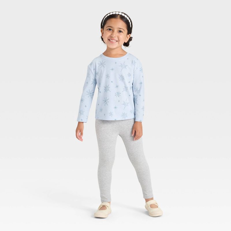 slide 3 of 3, Toddler Girls' Long Sleeve T-Shirt - Cat & Jack™ Light Blue 18M, 1 ct